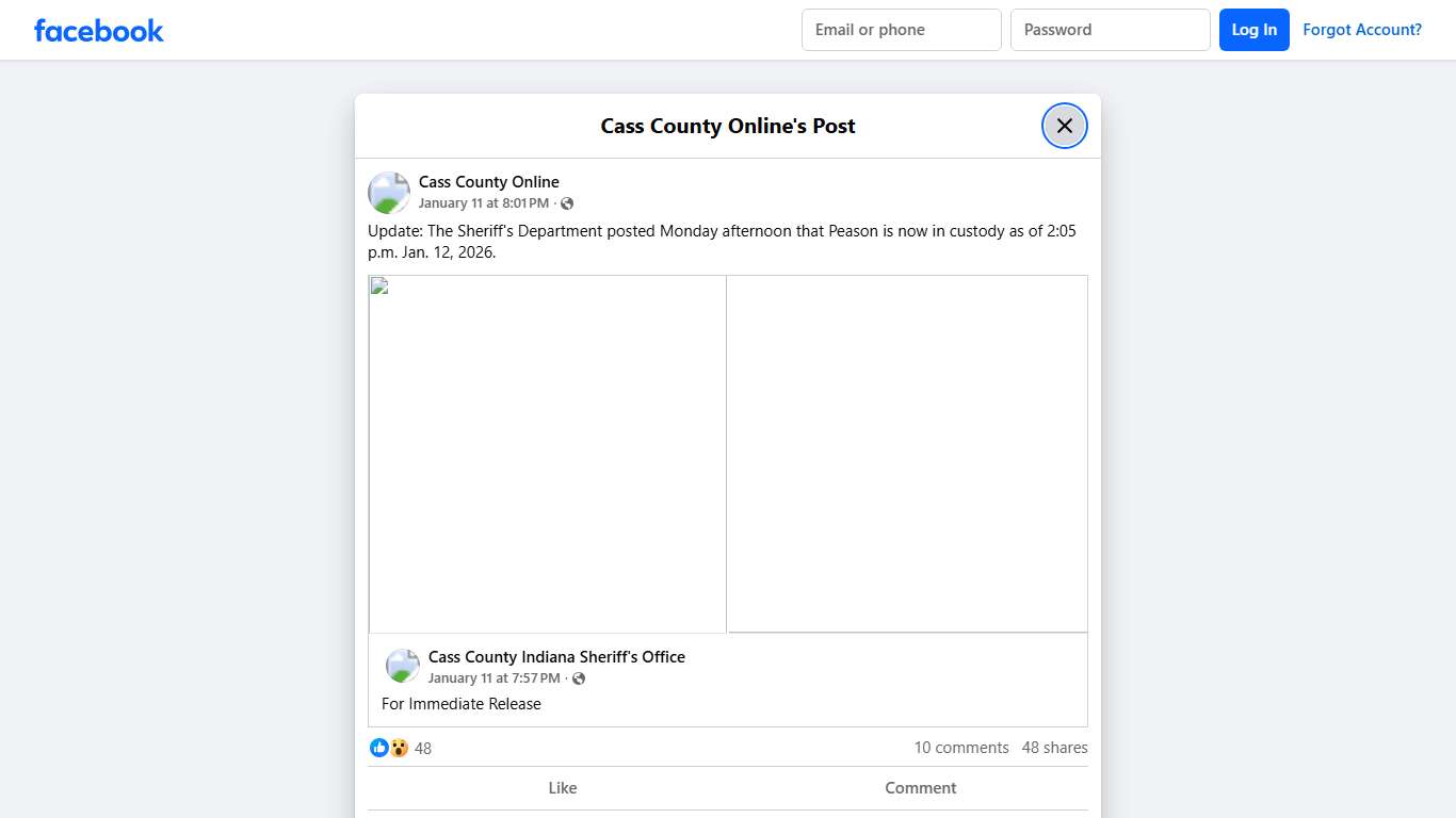 Update: The Sheriff's Department... - Cass County Online | Facebook